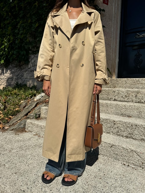 Olsen Kuşaklı Trençkot-Camel