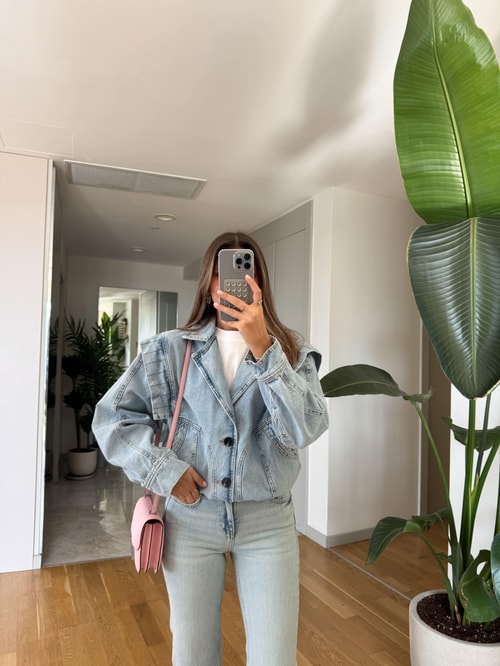 Omuz Efektli Lastikli Kot Ceket