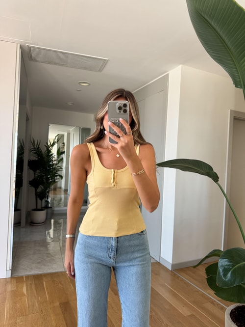 Önü Kopçalı Atlet - Sarı