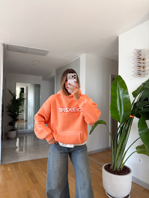 Orange Baskılı Sweatshirt 