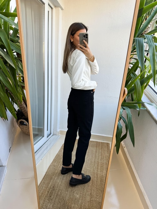 Oslo Siyah Mom Jean