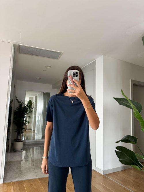 Oys Model Basic Tişört-İndigo