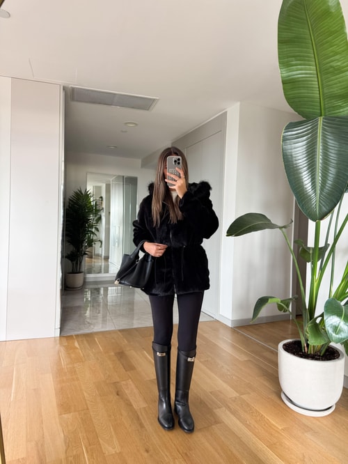 Oys Yüksek Bel Likralı Tayt - Siyah