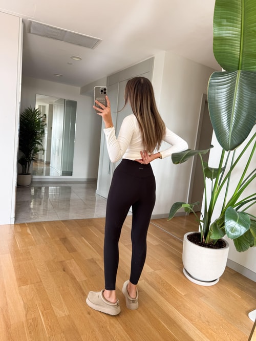 Oys Yüksek Bel Likralı Tayt - Siyah