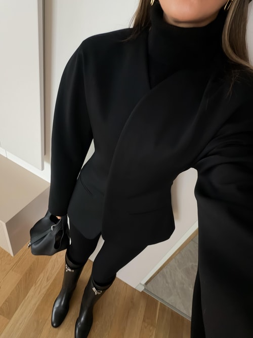 Özel Seri Premium Belden Oturtmalı Ceket - Siyah