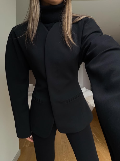 Özel Seri Premium Belden Oturtmalı Ceket - Siyah