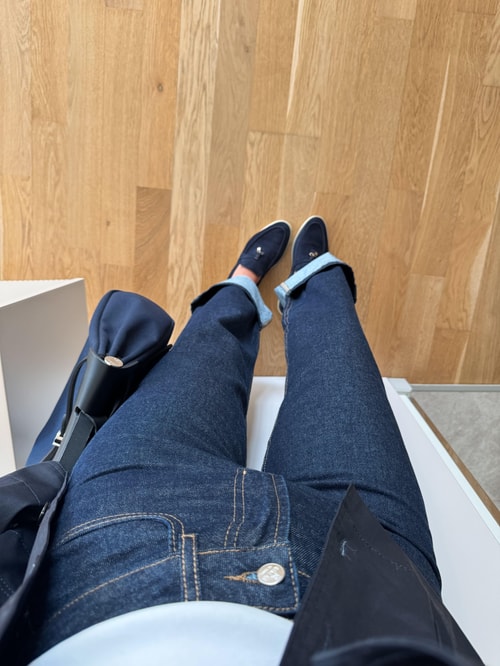 Paçası Katlı Yüksek Bel Jean - Lacivert