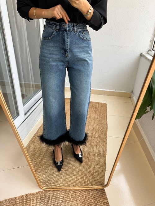 Paçası Otrişli Geniş Paça Jean