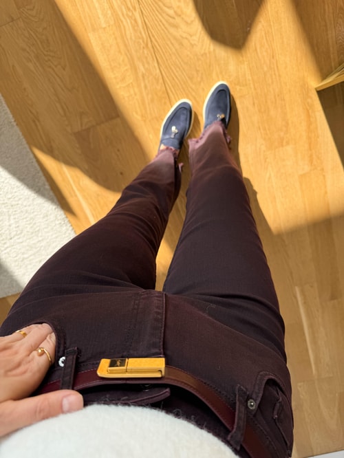 Paçası Püsküllü Flare Kesim Jean - Bordo