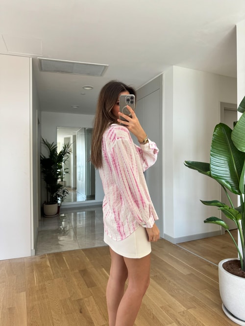 Pembe Batik Desen Gömlek
