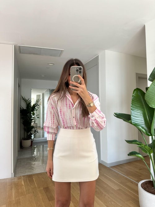 Pembe Batik Desen Gömlek