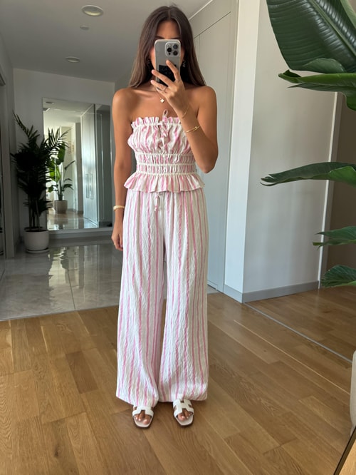 Pembe Çizgili Bustiyerli Takım