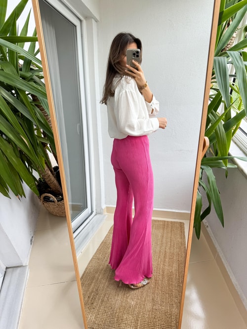 Pembe İspanyol Pilili Pantolon
