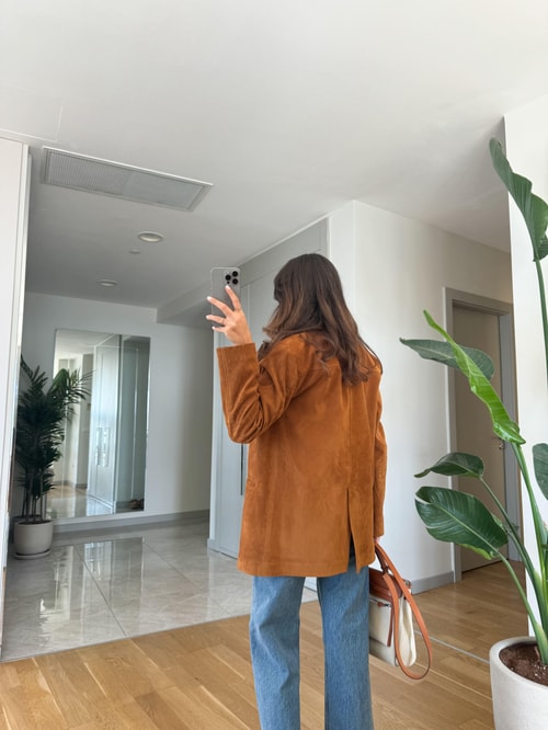 Pia Nubuk Blazer Ceket-Tarçın