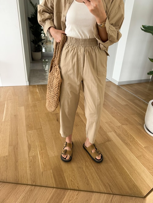 Poplin Pantolon Gömlek Takım-Camel