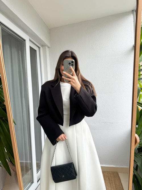 Premium Crop Blazer-Siyah