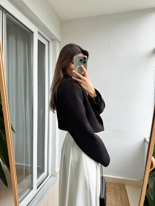 Premium Crop Blazer-Siyah