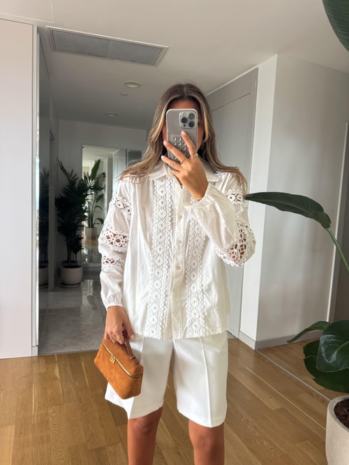 Premium Dantel Detaylı Poplin Gömlek