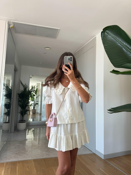 Premium Fırfır Detaylı Bluz Etek Takım
