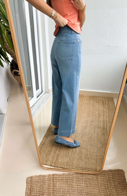 Premium Geniş Paça Midi Pantolon- Mavi