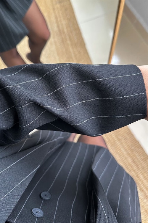 Premium Siyah Çizgili Blazer Ceket