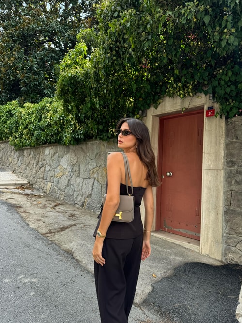 Premium Tasarım Bluz Pantolon Takım Kahve