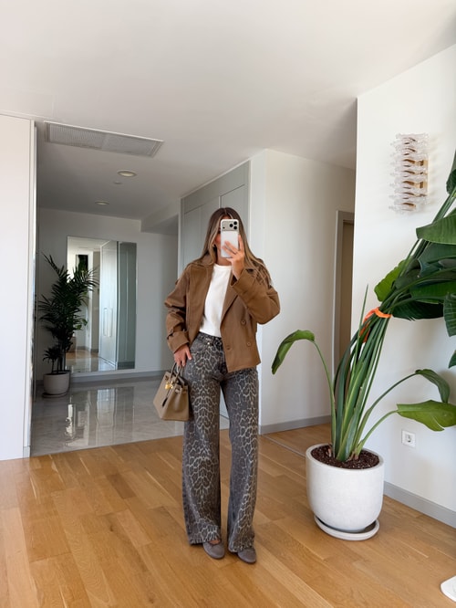 Premium Yıkamalı Leopar Jean