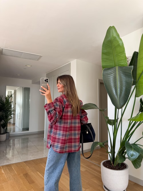 QS Ekoseli Gömlek - Kırmızı