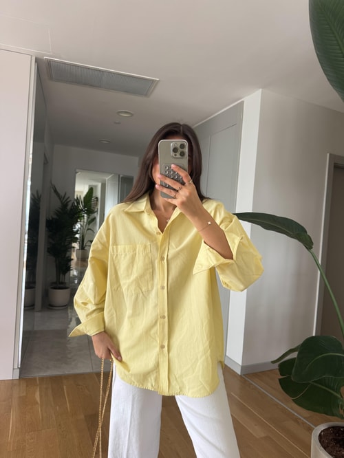 Qu Sarı Cepli Poplin Gömlek