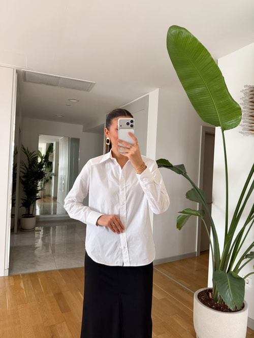 Reneta Vatkalı Basic Poplin Gömlek - Ekru