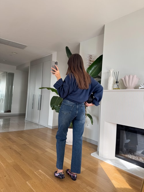 Rima Düz Kesim Jean-Orta Mavi