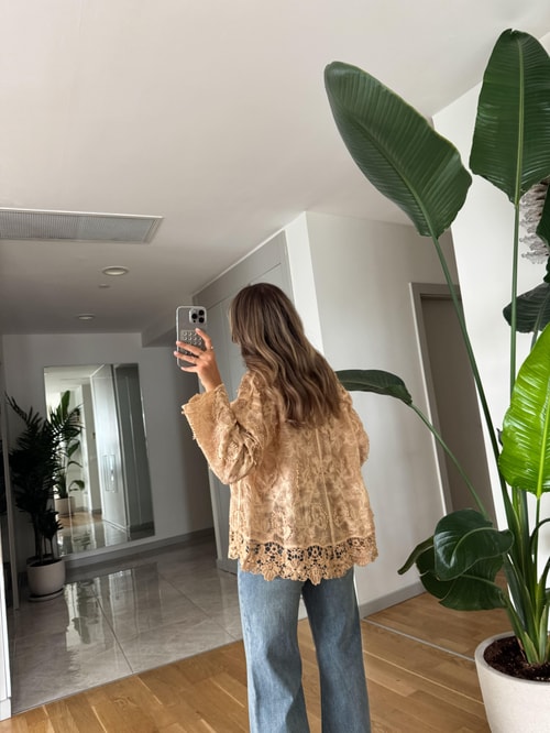 Rody Oyalı İşlemeli Gömlek - Hardal