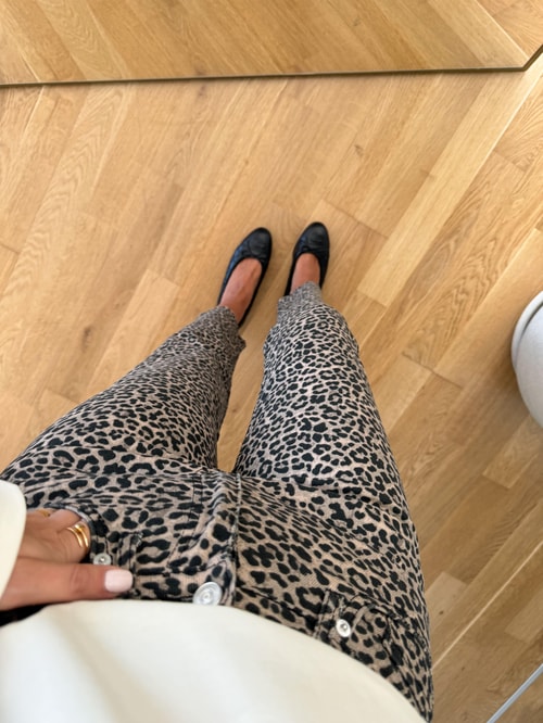 Rosa Leopar Desenli Boyfit Jean