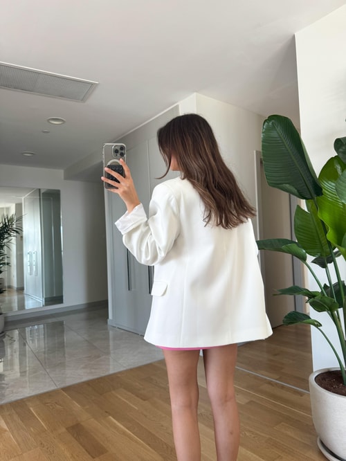 Rv Studio Premium Oversize Blazer-Beyaz