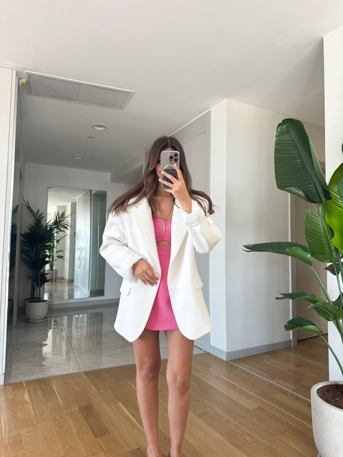Rv Studio Premium Oversize Blazer-Beyaz