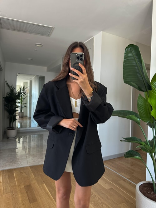 Rv Studio Premium Oversize Blazer-Siyah