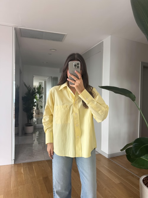 Rv Tek Cepli Poplin Premium Gömlek-Sarı