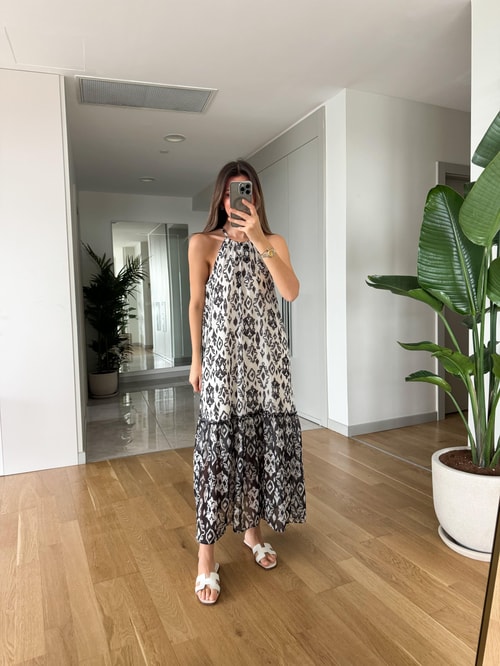 Sabrina Desenli Şifon Elbise