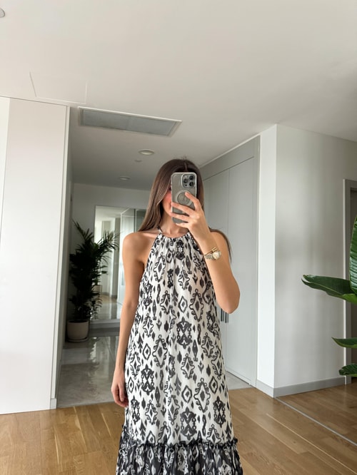 Sabrina Desenli Şifon Elbise