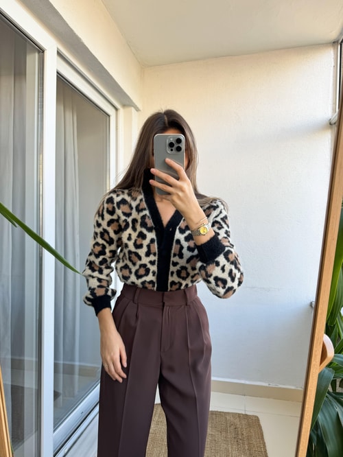 Sakallı Leoparlı Hırka