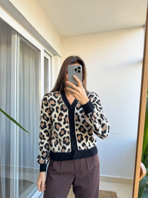 Sakallı Leoparlı Hırka