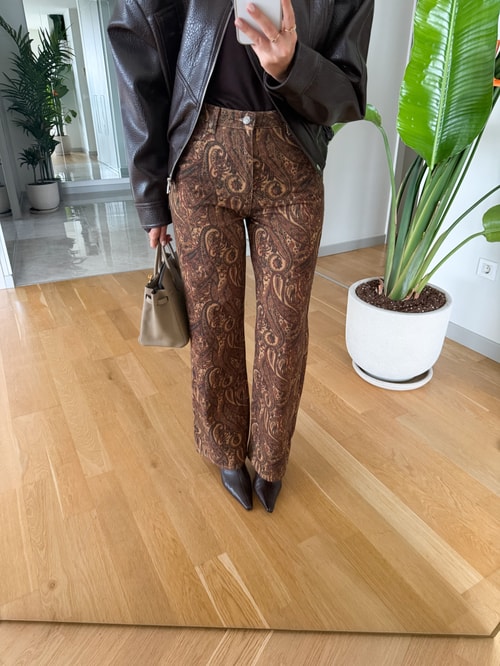 Şal Desen Denim Pantolon 