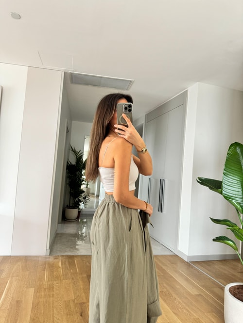 Saten Askılı Fitilli Crop- Taş
