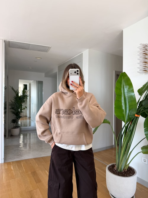 Seekers Nakışlı Sweatshirt - Vizon