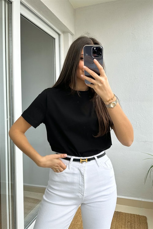 Sienna Basic Tişört-Siyah