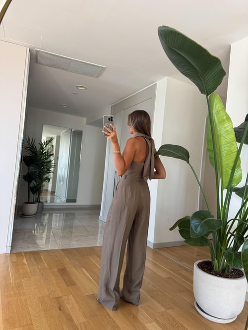 Sienna Yelek Pantolon Takım - Vizon