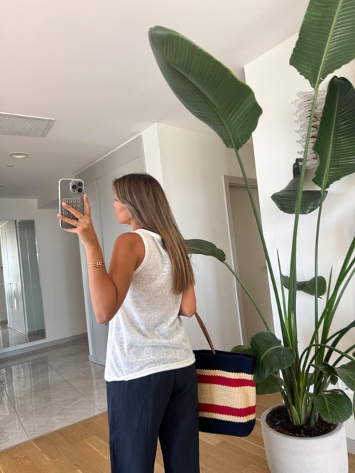 Sıfır Kol V yaka Transparan Atlet - Beyaz