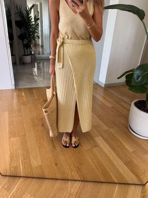 Simli Pareo Etek - Sarı