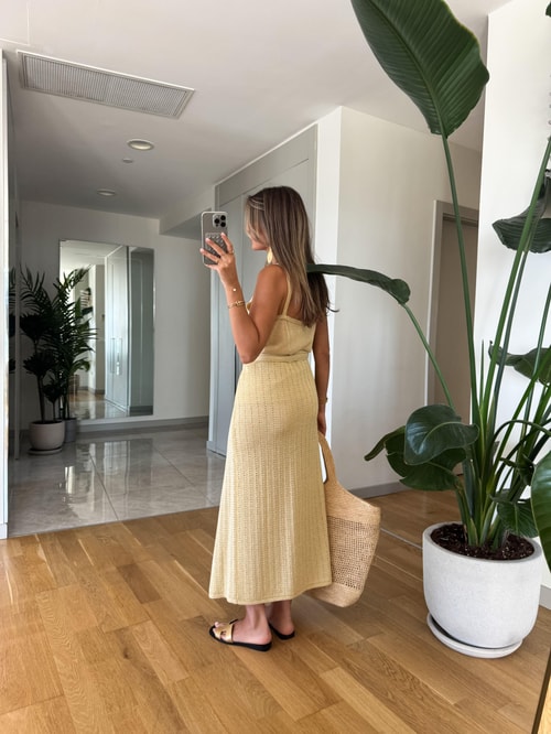 Simli Pareo Etek - Sarı