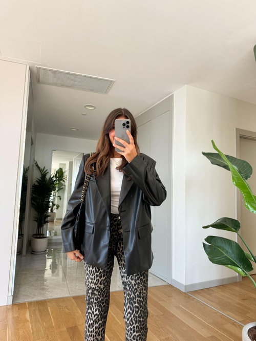 Siyah Blazer Deri Ceket
